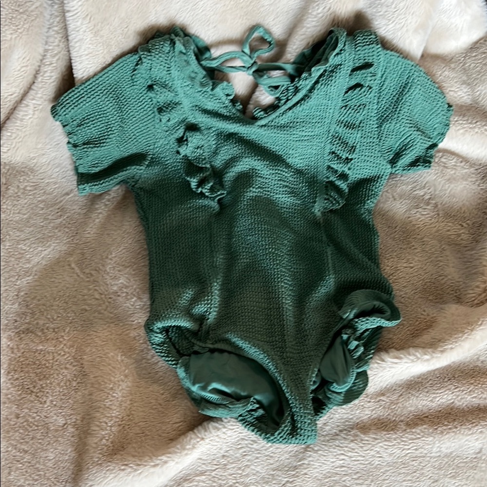 Green Knit Kids One Piece Swim or Body suit